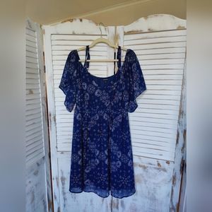 Blue Cold Shoulder Dress